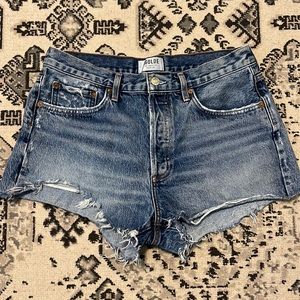 AGOLDE WOMEN'S PARKER VINTAGE CUT-OFF DENIM SHORT Button Fly Size 29